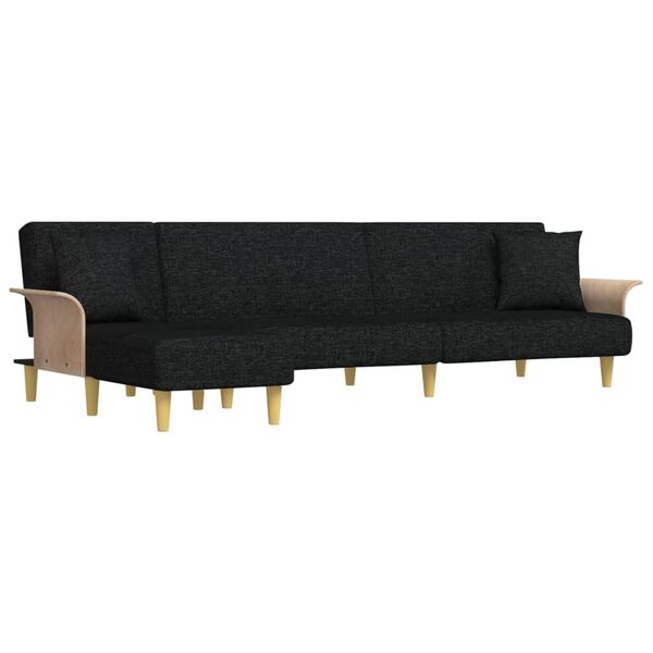 vidaXL L-shaped Sofa Bed Black 109.8"x55.1"x27.6" Fabric