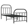 vidaXL Bed Frame Black Powder-coated Steel Small Single Bed Frame
