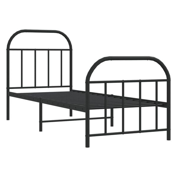 vidaXL Bed Frame Black Powder-coated Steel Small Single Bed Frame