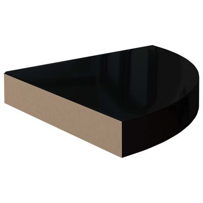 vidaXL Floating Corner Shelf High Gloss Black 9.8"x9.8"x1.5" MDF