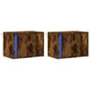 vidaXL Wall-mounted Bedside Cabinet Set of 2 Smoked oak Engineered wood