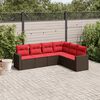 vidaXL 6 Piece Patio Sofa Set with Cushions Brown Poly Rattan