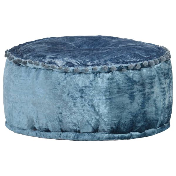 vidaXL Pouffe Blue Velvet (100% viscose) Small Pouffe Round