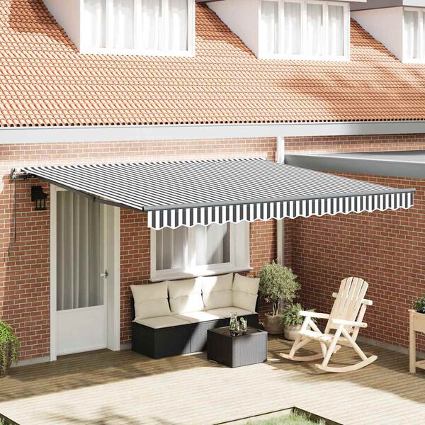 vidaXL Retractable Awning Anthracite and White