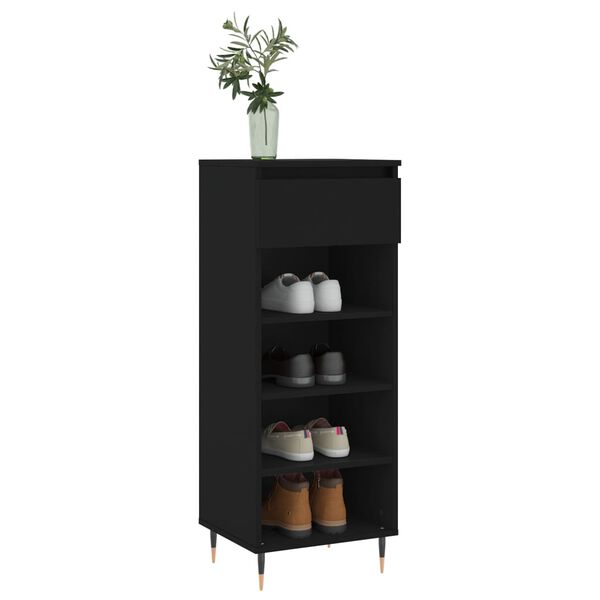 vidaXL Shoe Cabinet Black Engineered wood Medium Shoe Cabinet