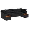 vidaXL Garden Sofa Set with Cushion 7 pcs Black Poly Rattan