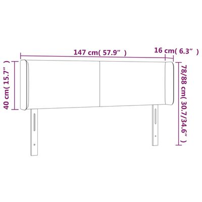 vidaXL LED Headboard White 57.9"x6.3"x30.7"/34.6" Faux Leather