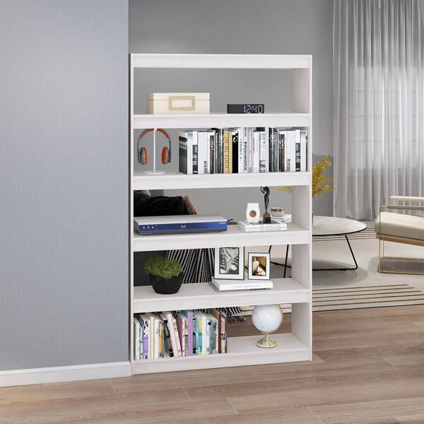 vidaXL Book Cabinet White Solid Pine wood 39.4x11.8x65.9 in