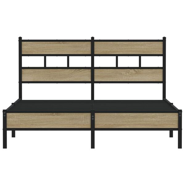 vidaXL Bed Frame Sonoma Oak Steel Full Bed Frame Rectangular Modern