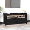 vidaXL TV Cabinet Black Solid pine wood, metal