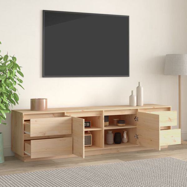 vidaXL TV Cabinet natural pine Solid pine wood Large Storage