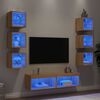 vidaXL 8 Piece TV Wall Units with LED Sonoma Oak Engineered Wood