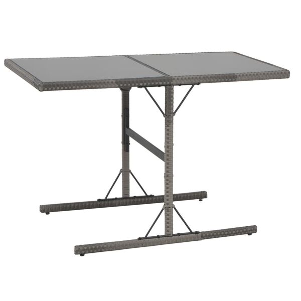vidaXL Dining Set Grey PE Rattan, powder-coated steel, glass Standard