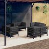 vidaXL Garden Lounge Set Black with Anthracite Cushions