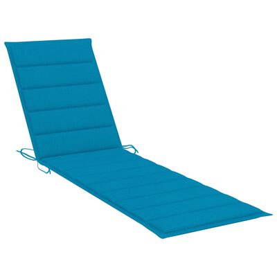 vidaXL Sun Loungers 2 pcs with Blue Cushion Solid Teak Wood