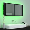 vidaXL LED Mirror Cabinet Black Engineered wood Large