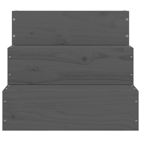 vidaXL Pet Stair Grey 15.7x14.8x13.8" Solid Wood Pine