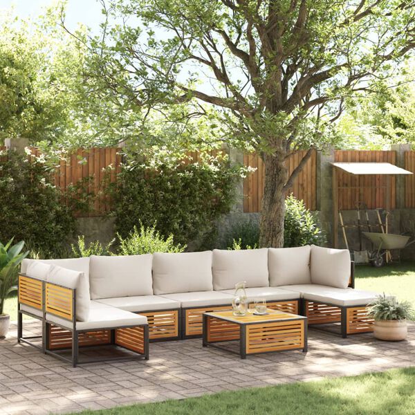 vidaXL Garden Sofa Set Cream white cushions with wooden frame