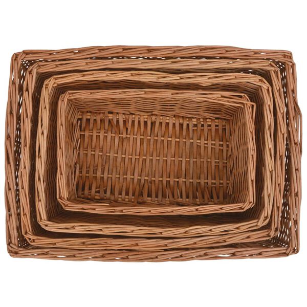 vidaXL Nesting Basket Set Brown Willow Small, Medium, Large, Extra Large