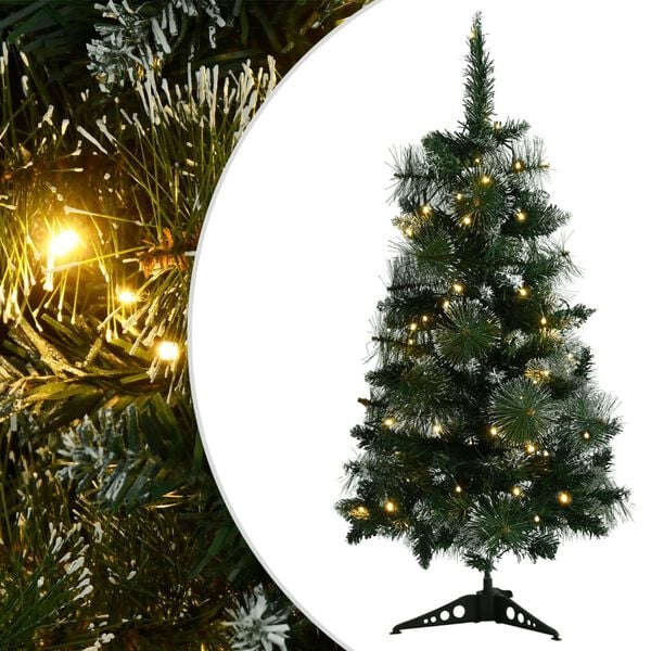 vidaXL Artificial Christmas Tree Green with flocked white snow PVC, plastic