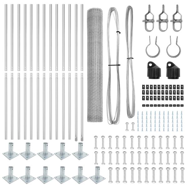 vidaXL Fence Post Silver 82.02 x 3.28 ft (0.98 in mesh) Steel