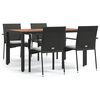 vidaXL Garden Dining Set Black PE rattan 5 Piece Set Modular