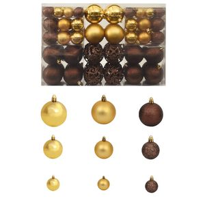 vidaXL Christmas Ball Set of 100 Brown Plastic 1.2 in, 1.6 in, 2.4 in