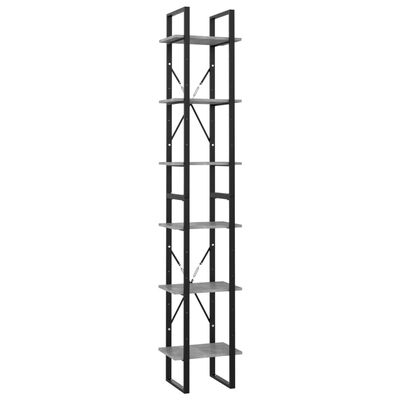 vidaXL 6-Tier Book Cabinet Concrete Gray 15.7"x11.8"x82.7" Engineered Wood