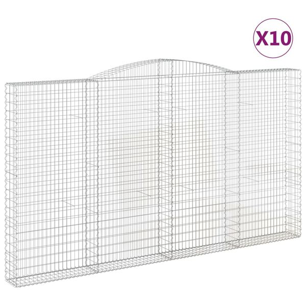 vidaXL Gabion Basket Set of 10 Silver Galvanized iron Large Durable