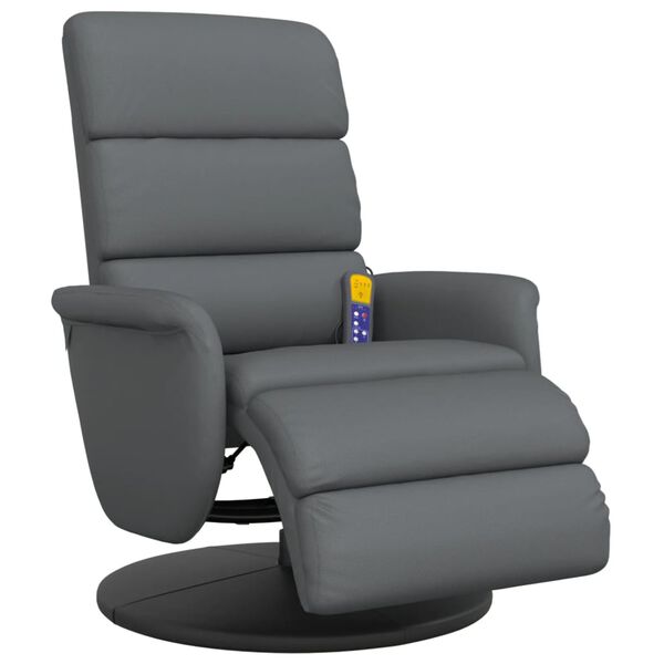 vidaXL Massage Recliner Chair with Footrest Grey Faux Leather