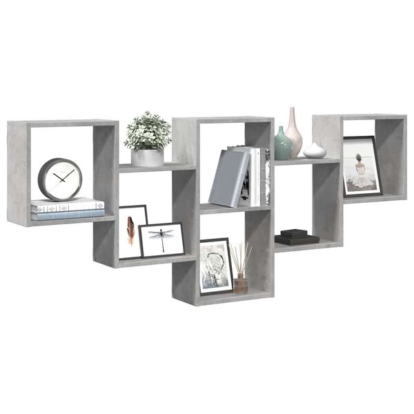 vidaXL Wall Shelf Concrete Grey Engineered Wood 62.6x7.1x26.0 in