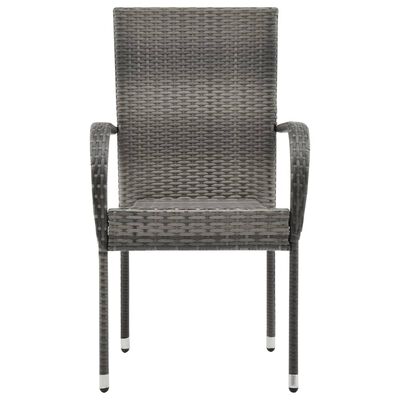 vidaXL Stackable Patio Chairs 6 pcs Gray Poly Rattan