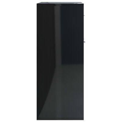 vidaXL Sideboard High Gloss Black 23.6" x 11.8" x 29.5" Engineered Wood
