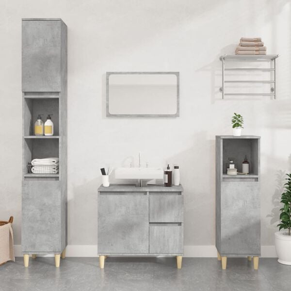 vidaXL Bathroom Cabinet Concrete grey Engineered wood Tall