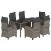 vidaXL Garden Dining Set Grey PE rattan Large Adjustable Footrests