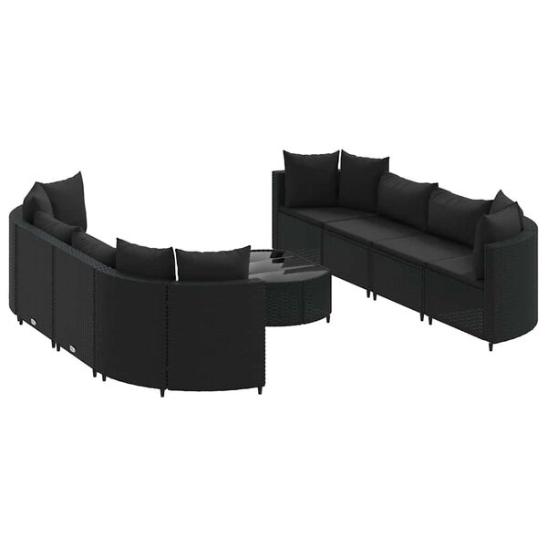 vidaXL Patio Sofa Set Set of 8 Black PE Rattan Adjustable Feet