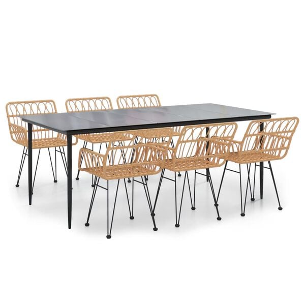 vidaXL Garden Dining Set Black Polyethylene Rattan Large Durable