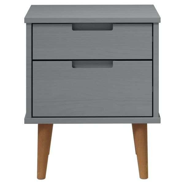 vidaXL Bedside Cabinet Grey Solid pine wood with UV varnish Standard