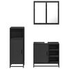 vidaXL Bathroom Furniture Set Black Engineered wood, metal, glass