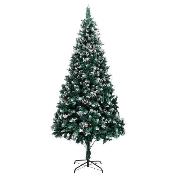 vidaXL Christmas Tree Green and white PVC, steel 82.7 in