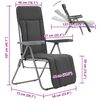 vidaXL Garden Chair Set of 2 Grey Powder-coated steel and fabric Large