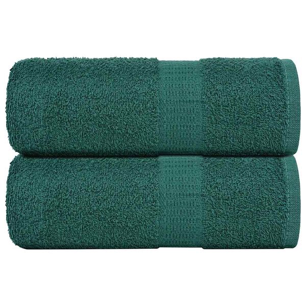 vidaXL Guest Towel Set of 2 Green 100% Cotton 11.8 x 19.7 in