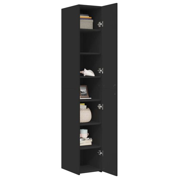 vidaXL Highboard Black 11.8"x16.7"x72.8" Engineered Wood