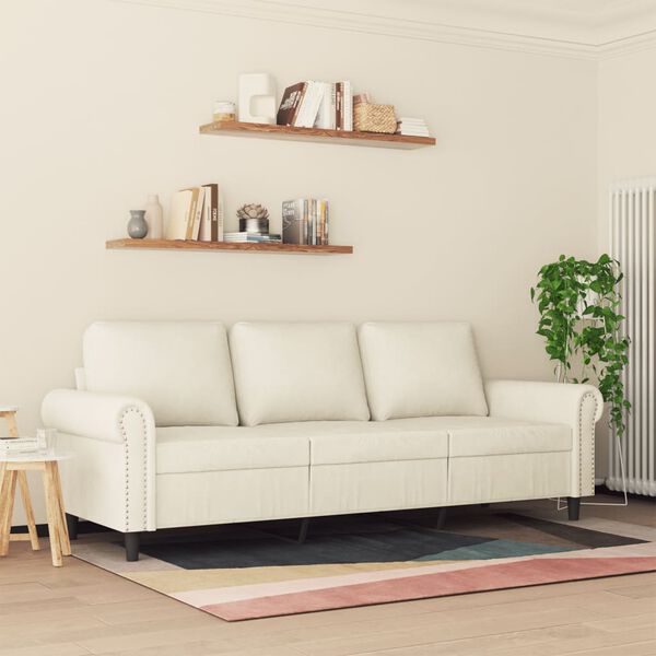 vidaXL 3-seater Sofa Cream Velvet (100% polyester)