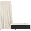 vidaXL Double Sun Lounger with Roof and Curtains Black Poly Rattan