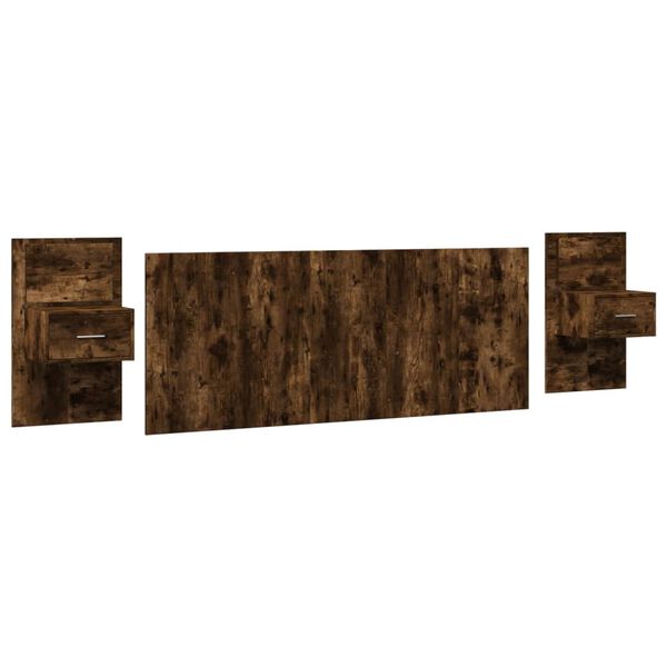 vidaXL Bed Headboard With Cabinet Smoked Oak Engineered wood