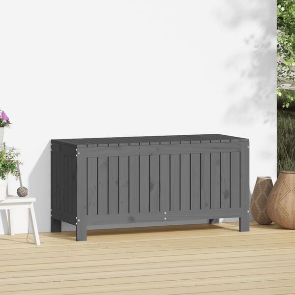 vidaXL Garden Storage Box Grey Solid Pine Wood Medium Garden Storage Box
