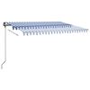 vidaXL Retractable Awning Blue and White Aluminum frame, Polyester fabric