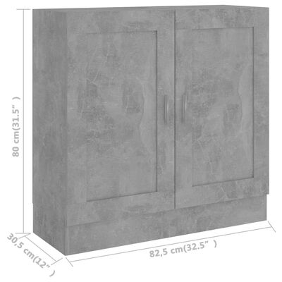 vidaXL Book Cabinet Concrete Gray 32.5"x12"x31.5" Chipboard