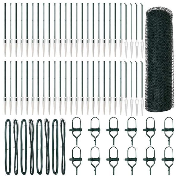 vidaXL Fence Post Green 328.08 x 3.28 ft (0.51 in mesh) Steel and PVC